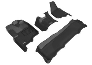 Ford F-250 Floor Mat Set - Front + Rear - 3D MAXpider - Kagu - Black - `12-`16